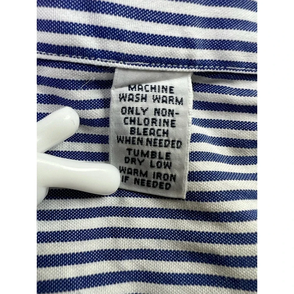 Polo Ralph Lauren Dress Shirt Mens 17.5 36/37 Blue Stripe Classic Button Down LS